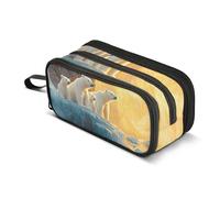 Quteprint Zipper Pencil Case, Animal Polar Bear Ice Large Capacity Durable Pencil Bag with 3 Compartments, School College Office Organizer for Students, Teens, Adults, Boys & Girls