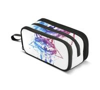 Quteprint Zipper Pencil Case, Animal Wolf Boho Dreamcatcher Large Capacity Durable Pencil Bag with 3 Compartments, School College Office Organizer for Students, Teens, Adults, Boys & Girls