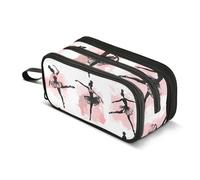 Quteprint Zipper Pencil Case, Ballerina Ballet Dancer Large Capacity Durable Pencil Bag with 3 Compartments, School College Office Organizer for Students, Teens, Adults, Boys & Girls