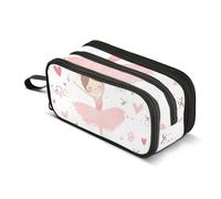 Quteprint Zipper Pencil Case, Ballerina Cute Ballet Girl Large Capacity Durable Pencil Bag with 3 Compartments, School College Office Organizer for Students, Teens, Adults, Boys & Girls