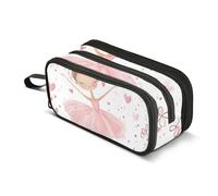 Quteprint Zipper Pencil Case, Ballet Girl Ballerina Large Capacity Durable Pencil Bag with 3 Compartments, School College Office Organizer for Students, Teens, Adults, Boys & Girls