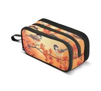 Quteprint Zipper Pencil Case, Birds on The Branches Flower Large Capacity Durable Pencil Bag with 3 Compartments, School College Office Organizer for Students, Teens, Adults, Boys & Girls