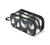 Quteprint Zipper Pencil Case, Chick Rooster Patterns Large Capacity Durable Pencil Bag with 3 Compartments, School College Office Organizer for Students, Teens, Adults, Boys & Girls