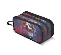 Quteprint Zipper Pencil Case, Corgi Dog Astronaut Space Star Large Capacity Durable Pencil Bag with 3 Compartments, School College Office Organizer for Students, Teens, Adults, Boys & Girls