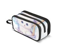 Quteprint Zipper Pencil Case, Cute Cat Kitten with Wings Large Capacity Durable Pencil Bag with 3 Compartments, School College Office Organizer for Students, Teens, Adults, Boys & Girls