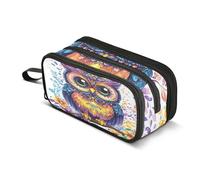 Quteprint Zipper Pencil Case, Cute Owl Flowers Mandala Large Capacity Durable Pencil Bag with 3 Compartments, School College Office Organizer for Students, Teens, Adults, Boys & Girls