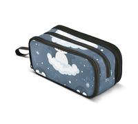 Quteprint Zipper Pencil Case, Cute Penguins Snowflakes Large Capacity Durable Pencil Bag with 3 Compartments, School College Office Organizer for Students, Teens, Adults, Boys & Girls