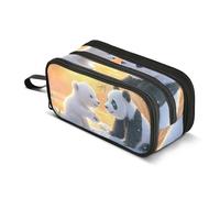 Quteprint Zipper Pencil Case, Cute Polar Bear Panda Large Capacity Durable Pencil Bag with 3 Compartments, School College Office Organizer for Students, Teens, Adults, Boys & Girls