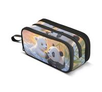 Quteprint Zipper Pencil Case, Cute Polar Bear Panda Sunset Large Capacity Durable Pencil Bag with 3 Compartments, School College Office Organizer for Students, Teens, Adults, Boys & Girls