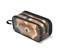 Quteprint Zipper Pencil Case, Cute Smile Fox Glowing Lights Large Capacity Durable Pencil Bag with 3 Compartments, School College Office Organizer for Students, Teens, Adults, Boys & Girls