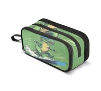 Quteprint Zipper Pencil Case, Dinosaur Blue Sunglasses Snowboard Large Capacity Durable Pencil Bag with 3 Compartments, School College Office Organizer for Students, Teens, Adults, Boys & Girls