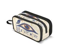 Quteprint Zipper Pencil Case, Egypt Eye of Horus Papyrus Large Capacity Durable Pencil Bag with 3 Compartments, School College Office Organizer for Students, Teens, Adults, Boys & Girls