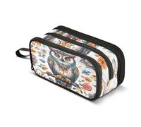 Quteprint Zipper Pencil Case, Ethnic Mandala Boho Animal Owl Large Capacity Durable Pencil Bag with 3 Compartments, School College Office Organizer for Students, Teens, Adults, Boys & Girls