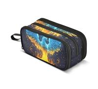 Quteprint Zipper Pencil Case, Fire Ice Phoenix Flames Large Capacity Durable Pencil Bag with 3 Compartments, School College Office Organizer for Students, Teens, Adults, Boys & Girls