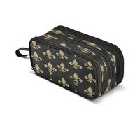 Quteprint Zipper Pencil Case, Fleur De Lis Flower Large Capacity Durable Pencil Bag with 3 Compartments, School College Office Organizer for Students, Teens, Adults, Boys & Girls