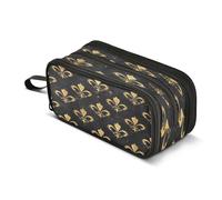 Quteprint Zipper Pencil Case, Fleur De Lis Gold Glitter Large Capacity Durable Pencil Bag with 3 Compartments, School College Office Organizer for Students, Teens, Adults, Boys & Girls