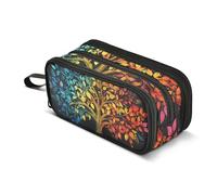 Quteprint Zipper Pencil Case, Four Season Tree Life Leaves Large Capacity Durable Pencil Bag with 3 Compartments, School College Office Organizer for Students, Teens, Adults, Boys & Girls