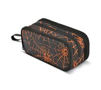 Quteprint Zipper Pencil Case, Halloween Spider Nets Galaxy Large Capacity Durable Pencil Bag with 3 Compartments, School College Office Organizer for Students, Teens, Adults, Boys & Girls