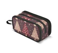 Quteprint Zipper Pencil Case, Holiday Three Christmas Trees Large Capacity Durable Pencil Bag with 3 Compartments, School College Office Organizer for Students, Teens, Adults, Boys & Girls