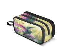 Quteprint Zipper Pencil Case, Hummingbird Flowers Sunlight Large Capacity Durable Pencil Bag with 3 Compartments, School College Office Organizer for Students, Teens, Adults, Boys & Girls