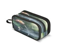 Quteprint Zipper Pencil Case, Japanese Zen Lotus Bamboo Large Capacity Durable Pencil Bag with 3 Compartments, School College Office Organizer for Students, Teens, Adults, Boys & Girls