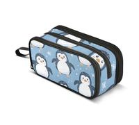 Quteprint Zipper Pencil Case, Kawaii Penguins Clouds Large Capacity Durable Pencil Bag with 3 Compartments, School College Office Organizer for Students, Teens, Adults, Boys & Girls
