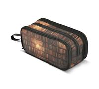 Quteprint Zipper Pencil Case, Library Wall Books Candle Large Capacity Durable Pencil Bag with 3 Compartments, School College Office Organizer for Students, Teens, Adults, Boys & Girls