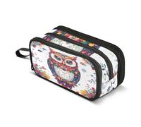 Quteprint Zipper Pencil Case, Mandala Boho Animal Owl Large Capacity Durable Pencil Bag with 3 Compartments, School College Office Organizer for Students, Teens, Adults, Boys & Girls