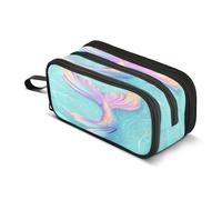 Quteprint Zipper Pencil Case, Ocean Animal Mermaid Tails Large Capacity Durable Pencil Bag with 3 Compartments, School College Office Organizer for Students, Teens, Adults, Boys & Girls