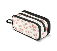 Quteprint Zipper Pencil Case, Rose Gold Branches Leaves Large Capacity Durable Pencil Bag with 3 Compartments, School College Office Organizer for Students, Teens, Adults, Boys & Girls