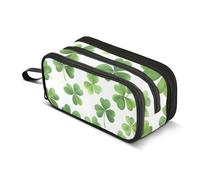 Quteprint Zipper Pencil Case, Shamrock Leaves St. Patricks Day Large Capacity Durable Pencil Bag with 3 Compartments, School College Office Organizer for Students, Teens, Adults, Boys & Girls