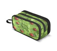Quteprint Zipper Pencil Case, St. Patricks Cute Ladybugs Clovers Large Capacity Durable Pencil Bag with 3 Compartments, School College Office Organizer for Students, Teens, Adults, Boys & Girls