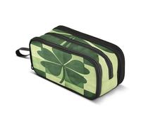 Quteprint Zipper Pencil Case, St. Patricks Day Shamrock Plaid Large Capacity Durable Pencil Bag with 3 Compartments, School College Office Organizer for Students, Teens, Adults, Boys & Girls