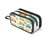 Quteprint Zipper Pencil Case, St. Patricks Shamrock Stripe Cars Large Capacity Durable Pencil Bag with 3 Compartments, School College Office Organizer for Students, Teens, Adults, Boys & Girls