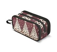 Quteprint Zipper Pencil Case, Three Christmas Trees Large Capacity Durable Pencil Bag with 3 Compartments, School College Office Organizer for Students, Teens, Adults, Boys & Girls