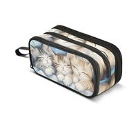 Quteprint Zipper Pencil Case, Three Cute Kittens Sleeping Large Capacity Durable Pencil Bag with 3 Compartments, School College Office Organizer for Students, Teens, Adults, Boys & Girls