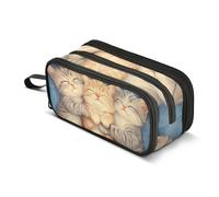 Quteprint Zipper Pencil Case, Three Cute Sleeping Cat Kittens Large Capacity Durable Pencil Bag with 3 Compartments, School College Office Organizer for Students, Teens, Adults, Boys & Girls