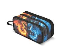 Quteprint Zipper Pencil Case, Two Dragons Fighting Large Capacity Durable Pencil Bag with 3 Compartments, School College Office Organizer for Students, Teens, Adults, Boys & Girls