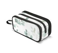 Quteprint Zipper Pencil Case, Watercolor Eucalyptus Leaves Large Capacity Durable Pencil Bag with 3 Compartments, School College Office Organizer for Students, Teens, Adults, Boys & Girls