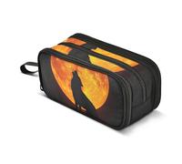 Quteprint Zipper Pencil Case, Wolf Howling at The Moon Large Capacity Durable Pencil Bag with 3 Compartments, School College Office Organizer for Students, Teens, Adults, Boys & Girls