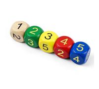 QUTHZZHY 5 Pack Large Wooden Game Cubes 30mm Colorful Cube with Numbers 1-6 D6 Dice Game for Kids Board Games Early Education Party Teacher Math