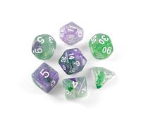 QUTHZZHY DND Dice Polyhedral Dice Set, 7 Pieces DND Dice, Game Dice for Dungeons and Dragons RPG MTG Pathfinder Role Playing Game D4 D6 D8 D10 D12 D20 (Translucent Purple Green)