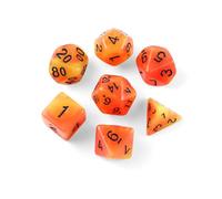 QUTHZZHY Polyhedral DND Dice Set, 7 Pieces DND Dice, Glow in the Dark Game Dice for Dungeons and Dragons RPG MTG Pathfinder Role Playing Game D4 D6 D8 D10 D12 D20 (Red-Yellow)