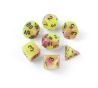 QUTHZZHY Polyhedral DND Dice Set, 7 Pieces DND Dice, Glow in the Dark Game Dice for Dungeons and Dragons RPG MTG Pathfinder Role Playing Game D4 D6 D8 D10 D12 D20 (Purple-Yellow)