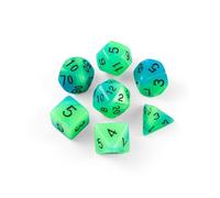 QUTHZZHY Polyhedral DND Dice Set, 7 Pieces DND Dice, Glow in the Dark Game Dice for Dungeons and Dragons RPG MTG Pathfinder Role Playing Game D4 D6 D8 D10 D12 D20 (Blue-Green)