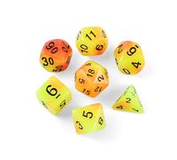 QUTHZZHY Polyhedral DND Dice Set, 7 Pieces DND Dice, Glow in the Dark Game Dice for Dungeons and Dragons RPG MTG Pathfinder Role Playing Game D4 D6 D8 D10 D12 D20 (Orange Yellow)