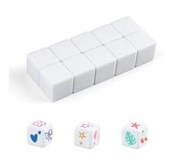 QUTHZZHY White Blank Dice, Rounded Empty Six Dice, 22 mm Blank Dice 6-Sided, DIY Sticker Dice Blank for Painting, Board Games, Crafts, Party Fun (22 mm, 10 Pieces)
