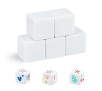 QUTHZZHY White Blank Dice, Rounded Empty Six Dice, 30 mm Blank Dice, 6-Sided Game Cube, DIY Sticker Dice Blank for Painting, Dice for Board Games, Crafts, Party Fun (30 mm, 5 Pieces)