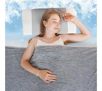 QUTOOL Cooling Blanket for Night Sweats, Q-Max>0.5 Cooling Fibres for Hot Sleepers, Double-Sided Cooling Lightweight Breathable Summer Blanket for Bed Sofa, Grey 200 * 220cm