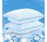 QUTOOL Enhanced Cooling Pillow for Hot Sleepers,Shredded Memory Foam Pillow King Size Set of 2,Adjustable Gel Bed Pillow for Side,Back,Stomach Sleepers